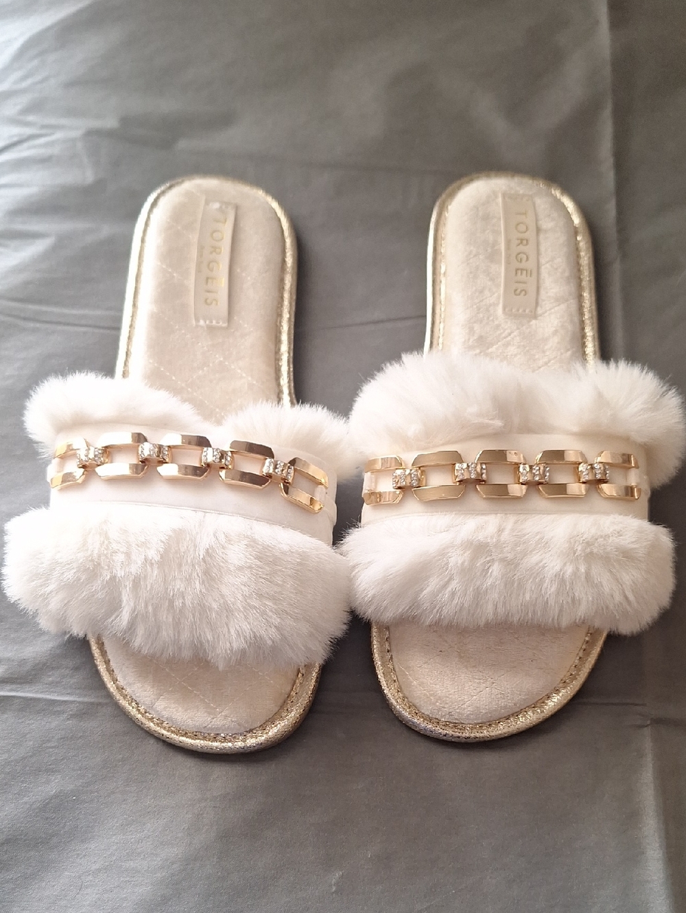 Torgeis Valentina Glam Faux Fur Slippers Womens Size 8